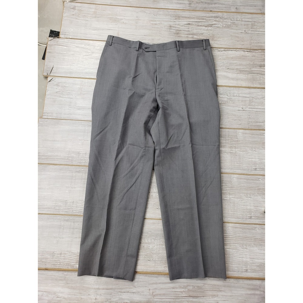 Canali Mens Gray 100% Pure Wool Dress Pants Flat Front Made in Italy 38x26